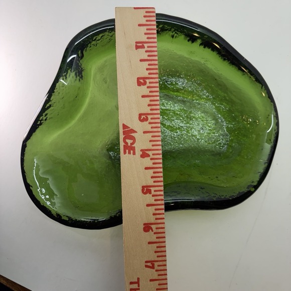 BLENKO‎ Vintage Green Glass Free Form Amoeba Bowl Ashtray Trinket Dish MCM - Picture 6 of 7